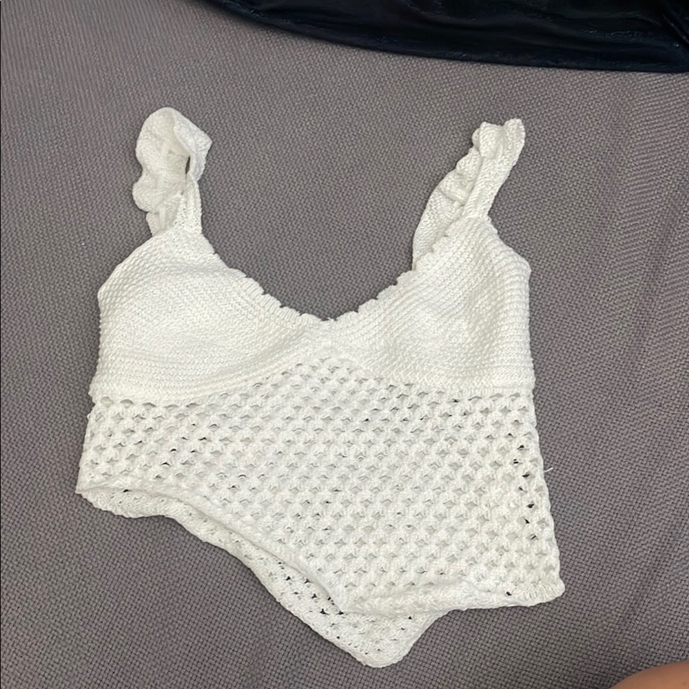 White Crochet Tank Top